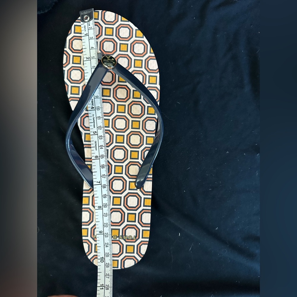 Tory Burch Navy Strap Geometric Flip Flops new - Picture 9 of 12